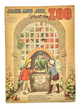 Jack And Jill Visit The Zoo 1942 Peek-A-Boo Book By Whitman Publishing Co.
